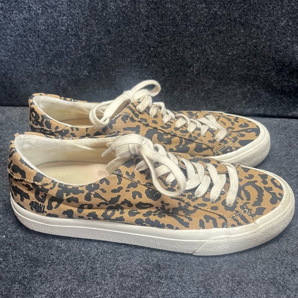 Madewell Sidewalk Sneakers Size 7 Brown White Leopard Print Low Top Lace Up - Picture 6 of 9